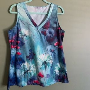 Mislook Blue Floral Woman’s Tank Top